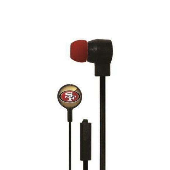 San Francisco 49ers NFL Stereo Earbuds With Microphone | NWT | Red Gold Black - Picture 3 of 5